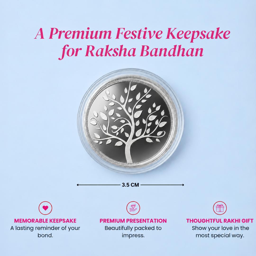 Blessed Banyan Tree 1g 999 Silver Rakhi Gift Coin