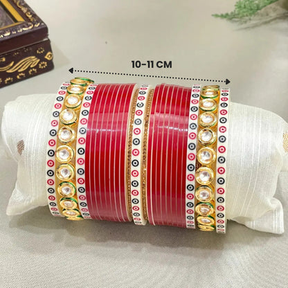 Pure Pearl Elegant Kundan Dark Red Chooda