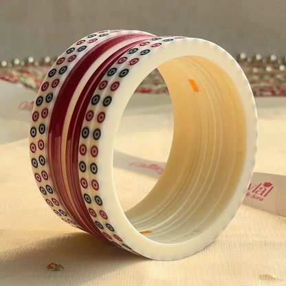 Pure Pearl Classic Heritage Diamond Maroon Chooda Set of 11