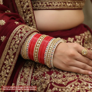 Pure Pearl Shimmer Kundan Diamond Red Chooda  - Ships Immediately