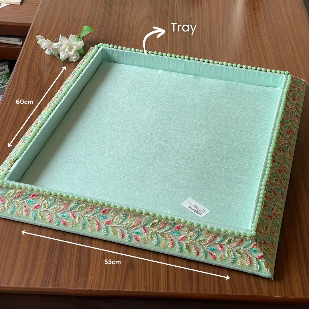 Premium Royal Green Shagun Tray Set