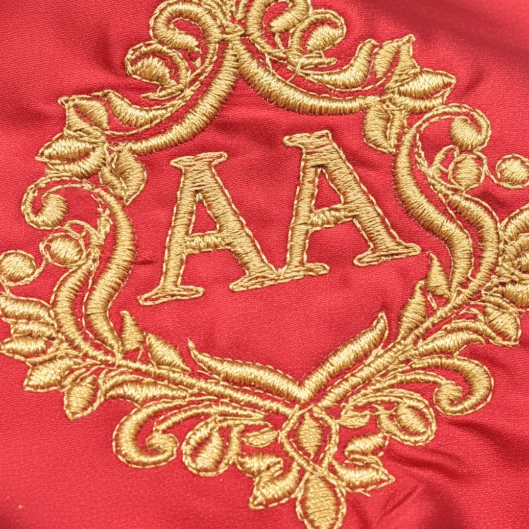 Red Satin Chooda Cover With Golden Beads - With Initials Customisation