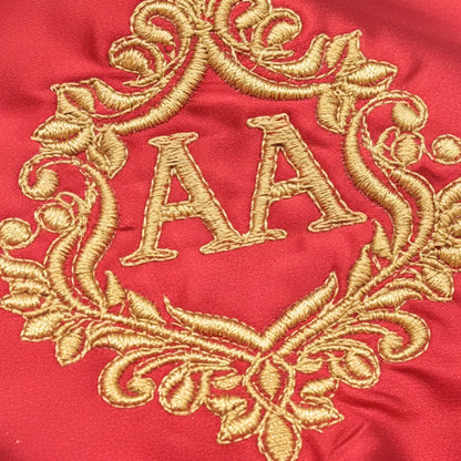 Red Satin Chooda Cover With Golden Beads - With Initials Customisation