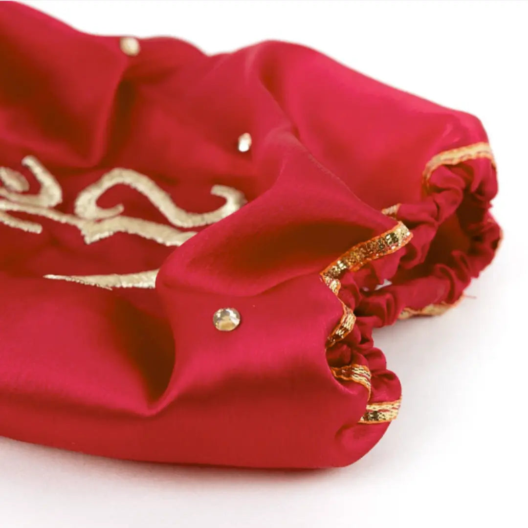 Elegant Om Satin Red Chooda Cover | Chotteylal and Sons
