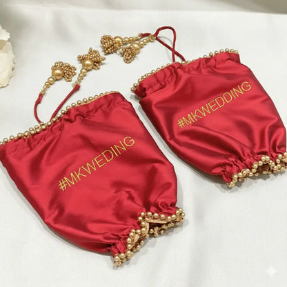 Parineeti With Pearl Beads Red Chooda Cover – Personalized Date/Hashtag | Chotteylal and Sons