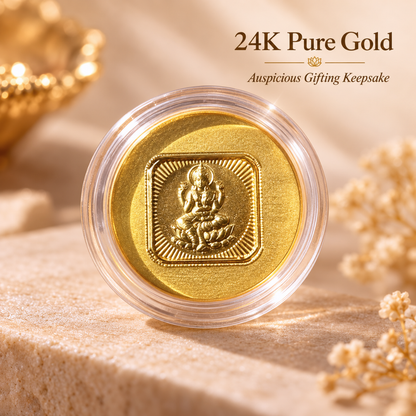 25mg Gold Lakshmi Ji Coin with Designer Gift Card