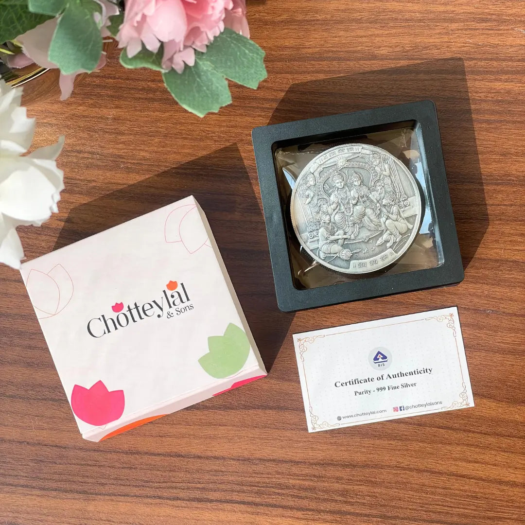 Shri Ram Darbar 3D 50gm Silver Coin Gift Box Set