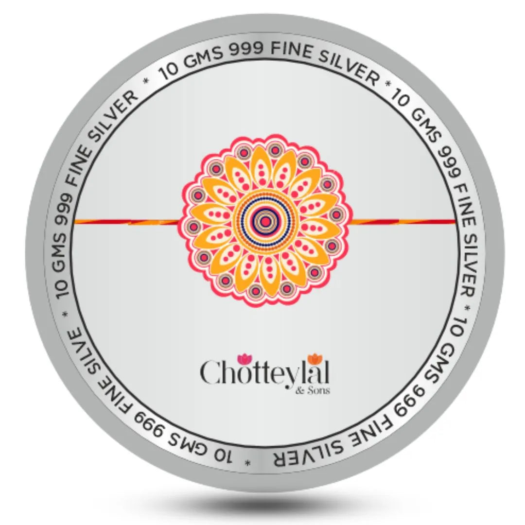Happy Raksha Bandhan Box, 10gm UV Print Silver Coin With Rakhi Card - 999 Purity Silver Coin