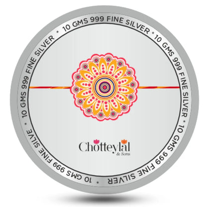 Happy Raksha Bandhan Box, 10gm UV Print Silver Coin With Rakhi Card - 999 Purity Silver Coin