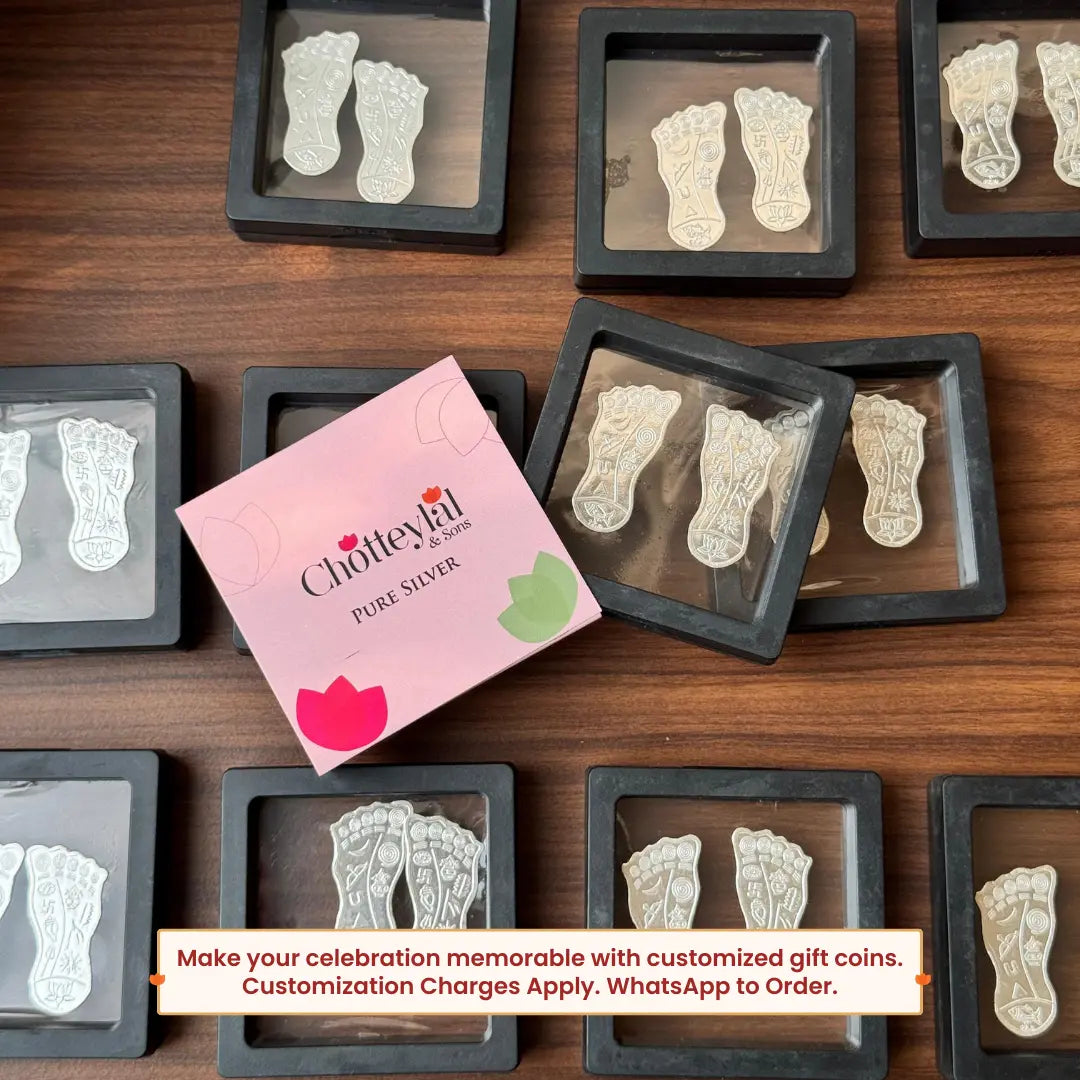 Lakshmi Charan, Single (Approx. 4 Gram), 999 Purity Silver - Ready To Ship