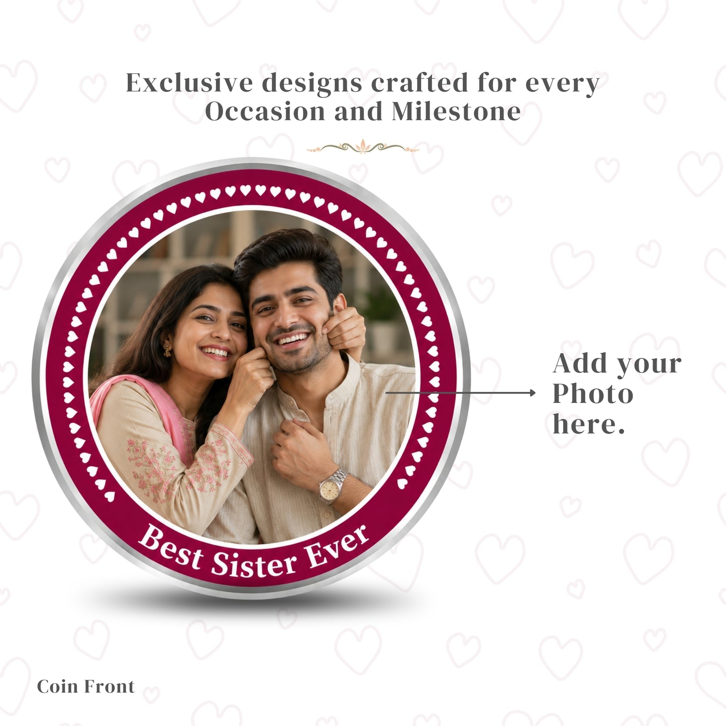 Best Sister Ever Personalised Raksha Bandhan Photo Silver Coin Gift