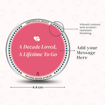Retro Hearts 10th Anniversary Silver Coin - Add Special Message
