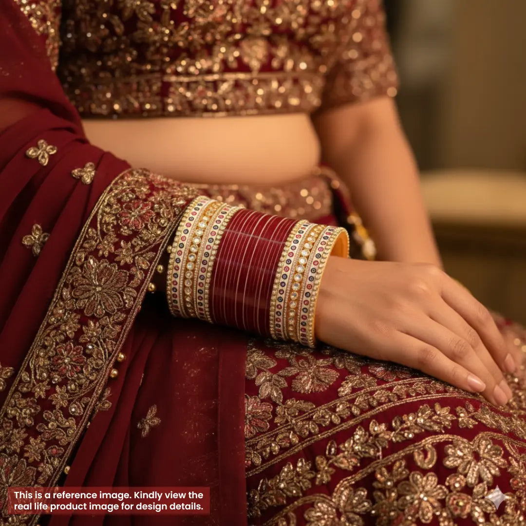 Pure Pearl Exquisite Kundan Dark Red Chooda