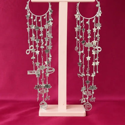 Silver Bollywood Inspired Starry Nights Bridal Kaleera - Customizable With Unique Charms