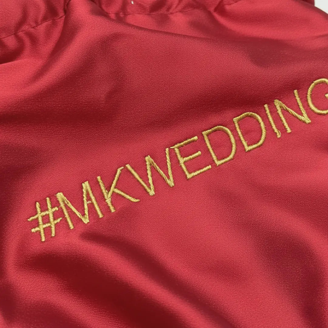 Parineeti With Pearl Beads Red Chooda Cover – Personalized Date/Hashtag | Chotteylal and Sons