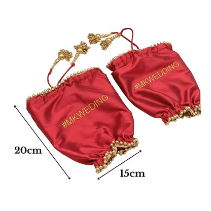 Parineeti With Pearl Beads Red Chooda Cover – Personalized Date/Hashtag | Chotteylal and Sons