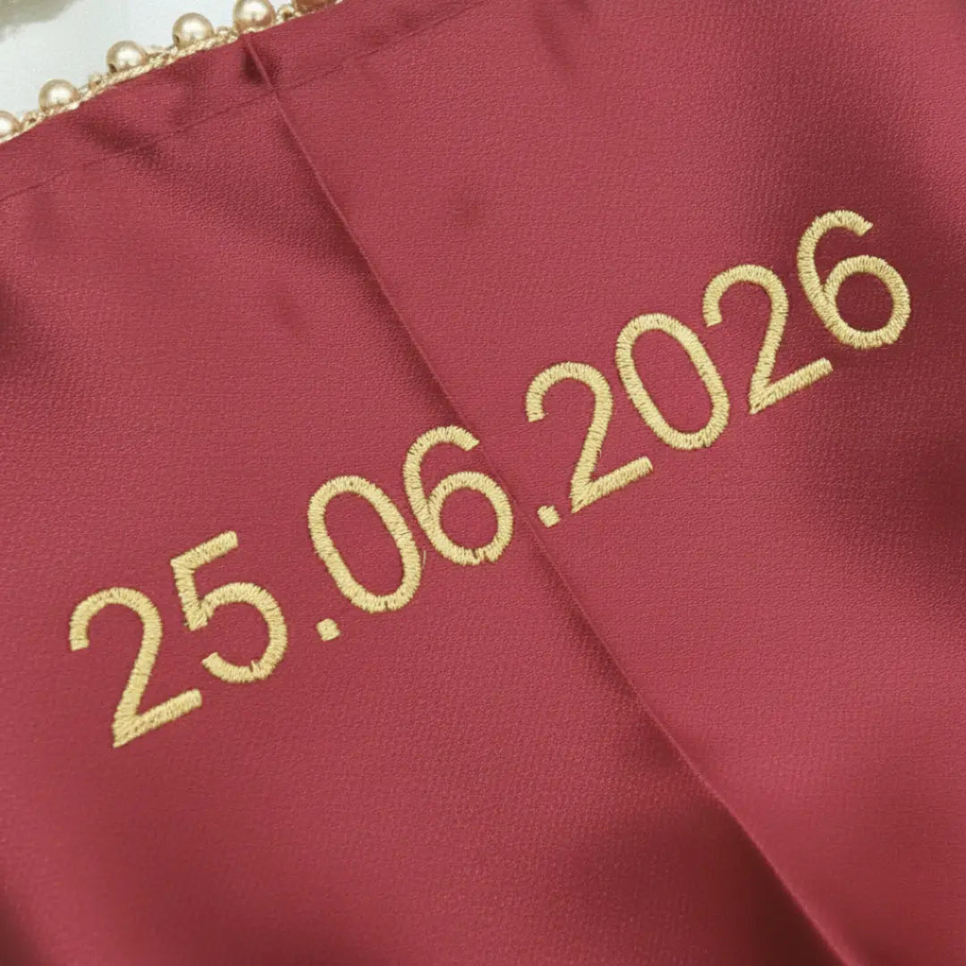 Parineeti With Pearl Beads Maroon Chooda Cover – Personalized Date/Hashtag | Chotteylal and Sons