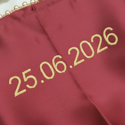 Parineeti With Pearl Beads Maroon Chooda Cover – Personalized Date/Hashtag | Chotteylal and Sons