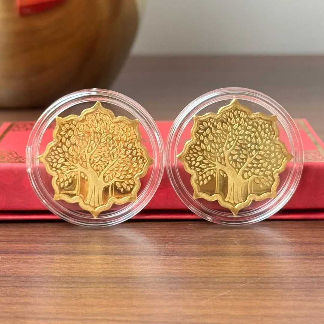 Banyan Tree, Silver, Lotus Shape, 10 gm, 999 Purity Silver Coin - Ready To Ship