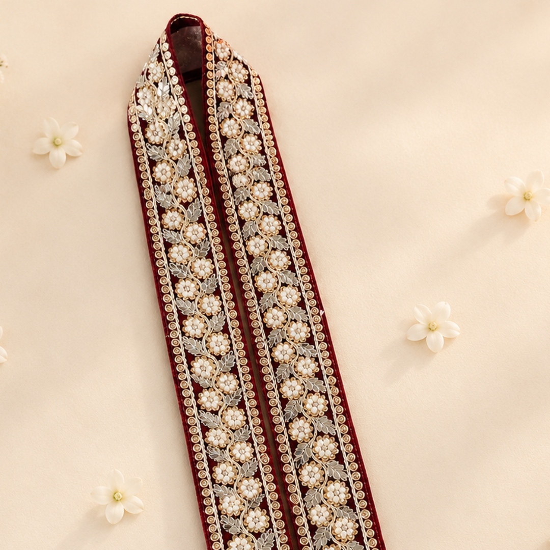 Maroon Floral Milni Mala