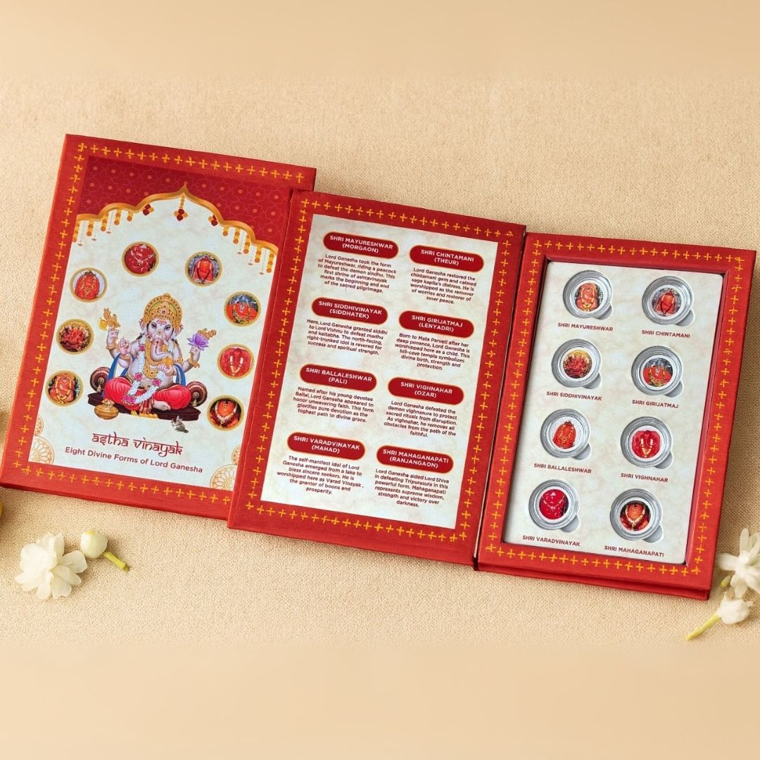 Ashtvinayak, Silver, 8 GM (1 Gram Each), UV Printed, 999 Purity Silver Coin