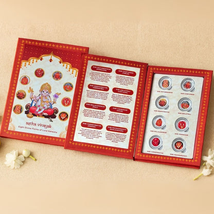 Ashtvinayak, Silver, 8 GM (1 Gram Each), UV Printed, 999 Purity Silver Coin