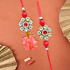 Pair Rakhi - Big Red Flower Design