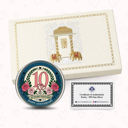 Chotteylal & Sons Customised 10th Anniversary Silver Coin