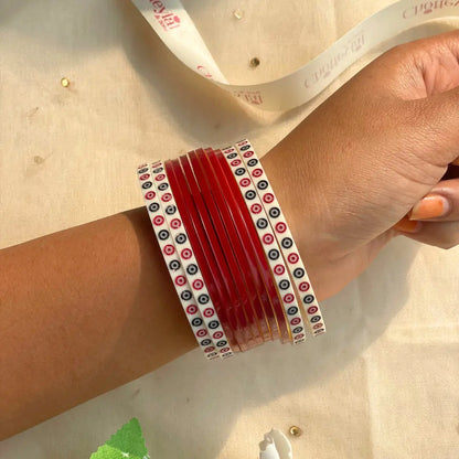 Pure Pearl Classic Heritage Diamond Maroon Chooda Set of 11