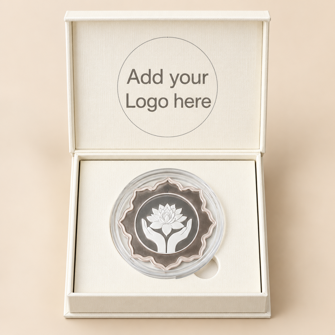 Lotus In Hand, Floral Shape, Single (50 g), 999 Purity Silver Coin - Wedding Gifts