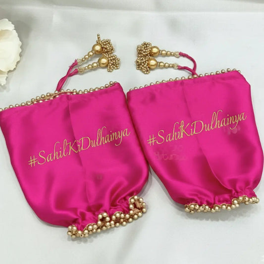 Parineeti With Pearl Beads Pink Chooda Cover – Personalized Date/Hashtag | Chotteylal and Sons