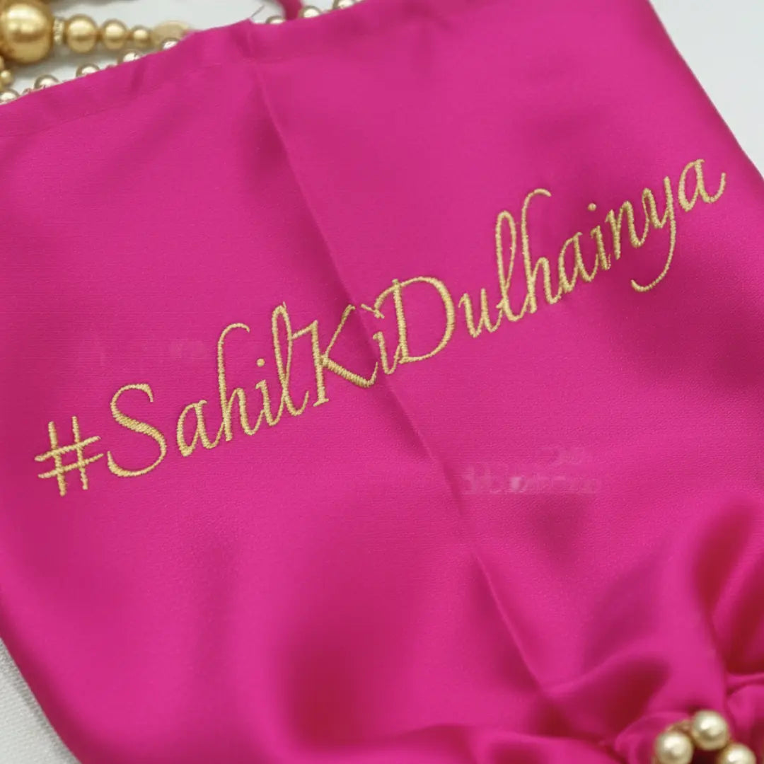 Parineeti With Pearl Beads Pink Chooda Cover – Personalized Date/Hashtag | Chotteylal and Sons