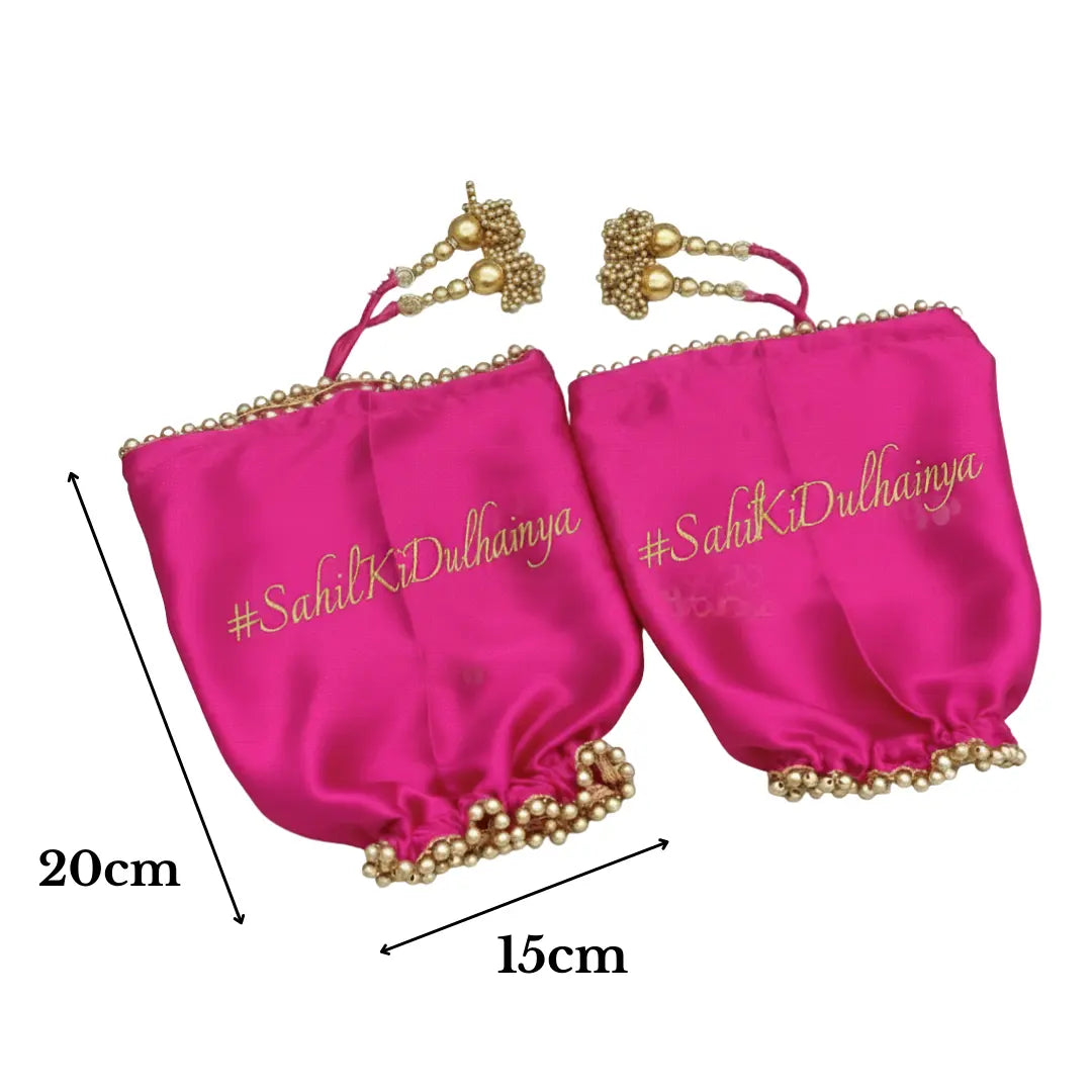 Parineeti With Pearl Beads Pink Chooda Cover – Personalized Date/Hashtag | Chotteylal and Sons