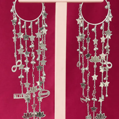 Silver Bollywood Inspired Starry Nights Bridal Kaleera - Customizable With Unique Charms