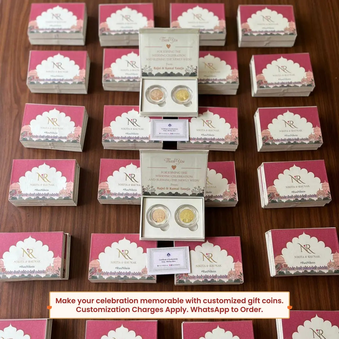 Banyan Tree, Gold & Silver, Floral Shape, Set of 2 (50 Gram Each), 999 Purity Silver Coin - Ready To Ship