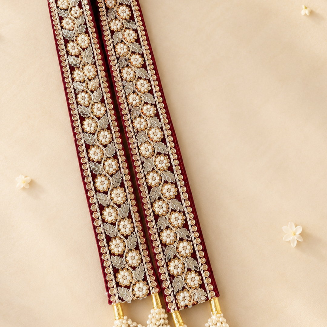 Maroon Floral Milni Mala