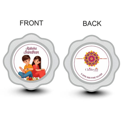 Sibling Goals, Happy Raksha Bandhan Box, Floral UV Print 5gm Silver Coin - 999 Purity Silver Coin