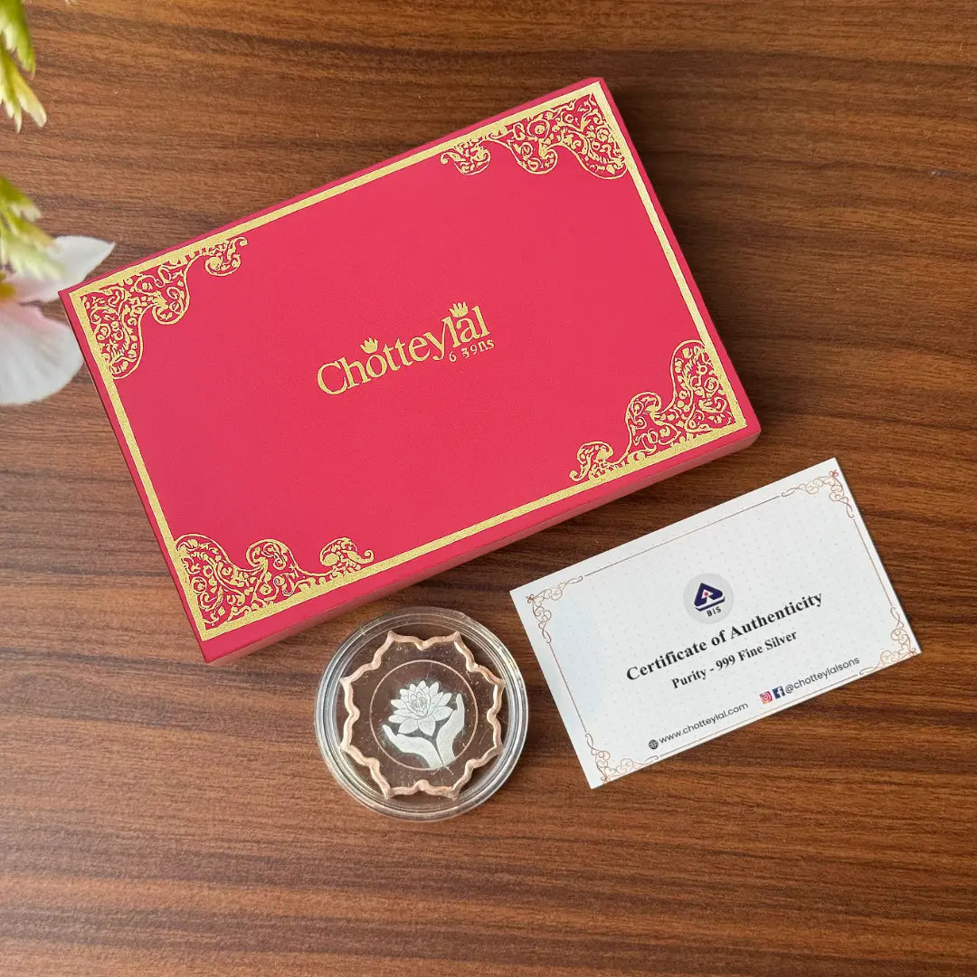 Lotus In Hand, Rose Gold Finish, Lotus Shape, Single (5 Gram), 999 Purity Silver Coin - Ready To Ship