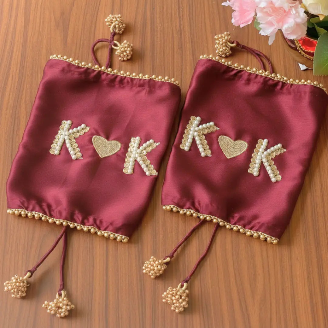 Parineeti Heart Maroon Chooda Cover – Personalized Initials | Chotteylal and Sons