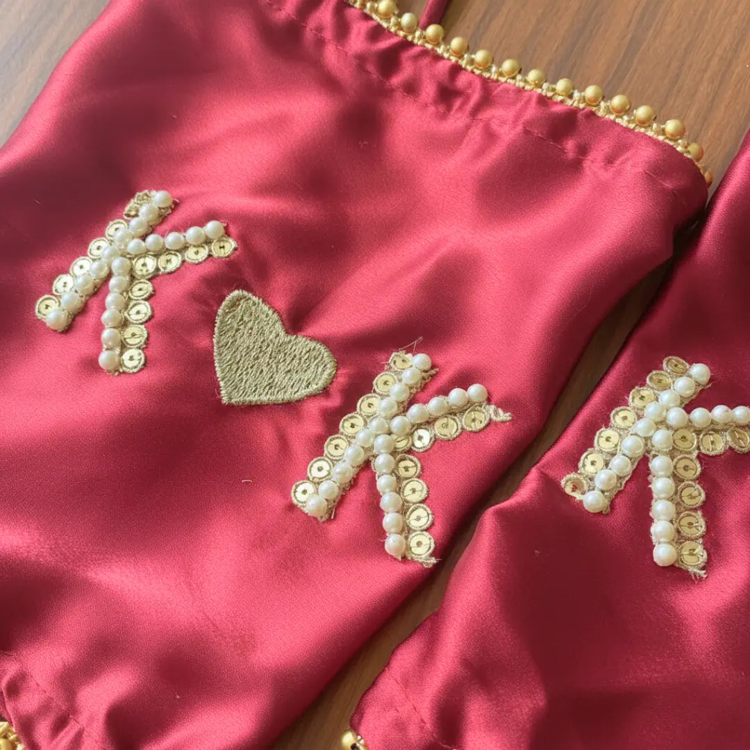 Parineeti Heart Maroon Chooda Cover – Personalized Initials | Chotteylal and Sons