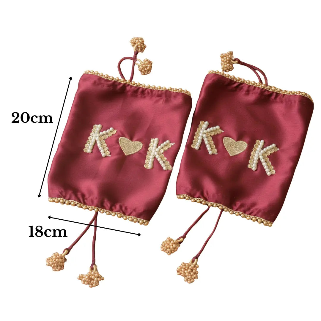 Parineeti Heart Maroon Chooda Cover – Personalized Initials | Chotteylal and Sons