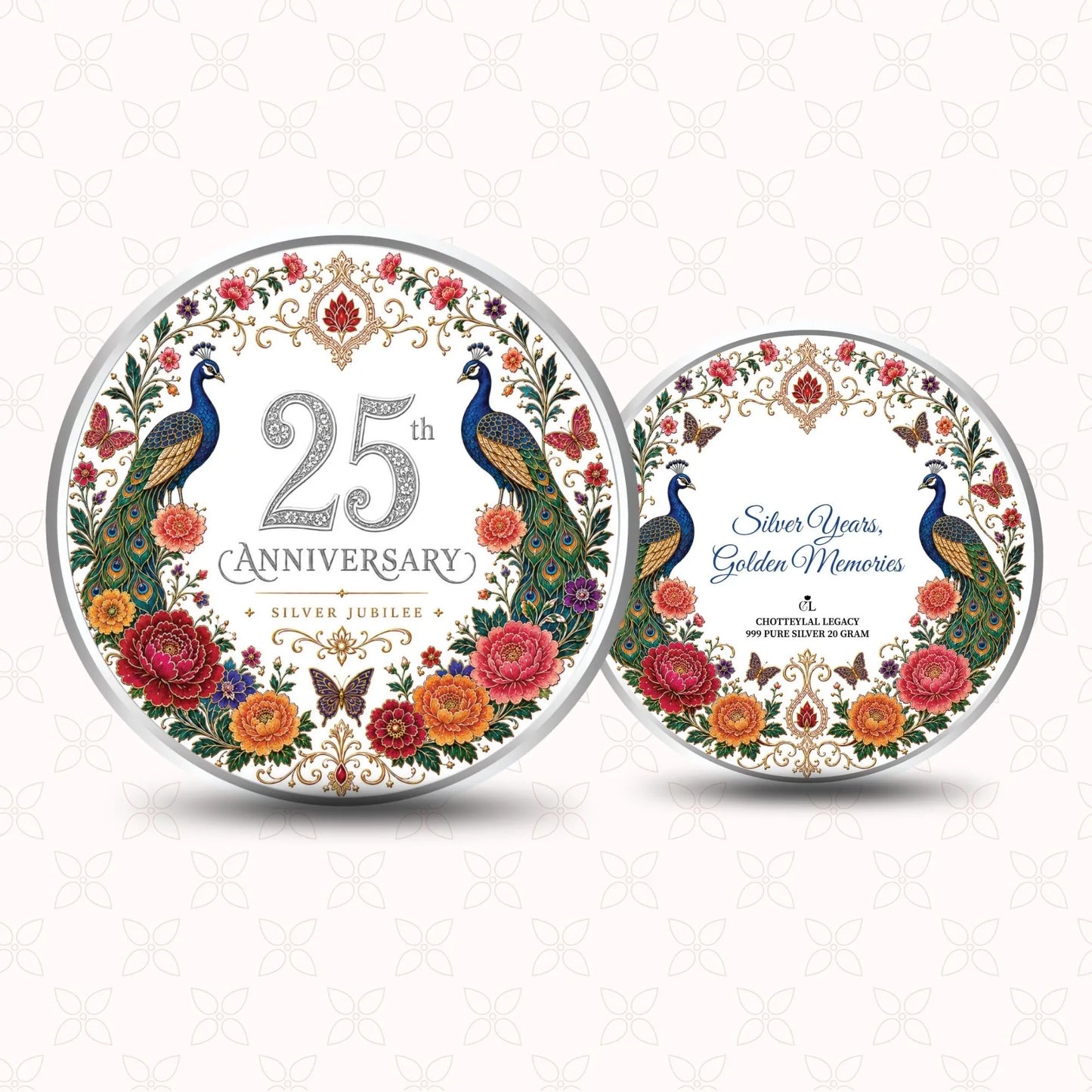 Chotteylal & Sons Customised 25th Anniversary Silver Coin