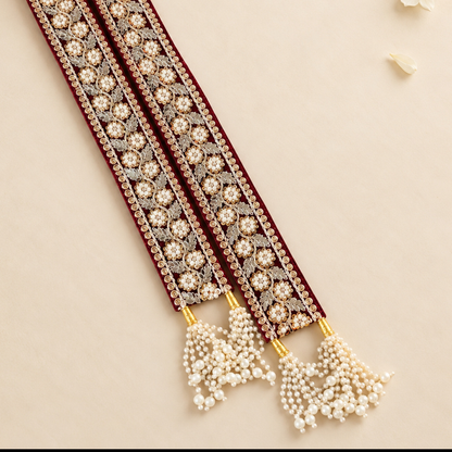 Maroon Floral Milni Mala