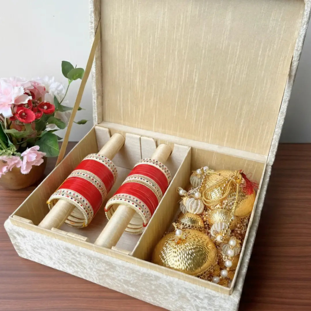 Premium Ivory Customised Chooda Box with Logo