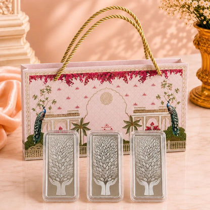 Leaf in Hand 200 gm Premium Banyan Tree 999 Pure Silver Bar with Elegant Gift Box