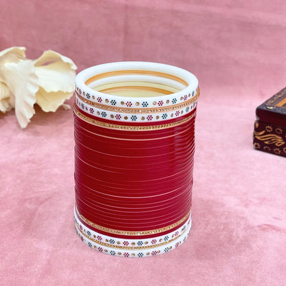 Semi Pearl Dark Red Designer Chuda | Chura | Chooda