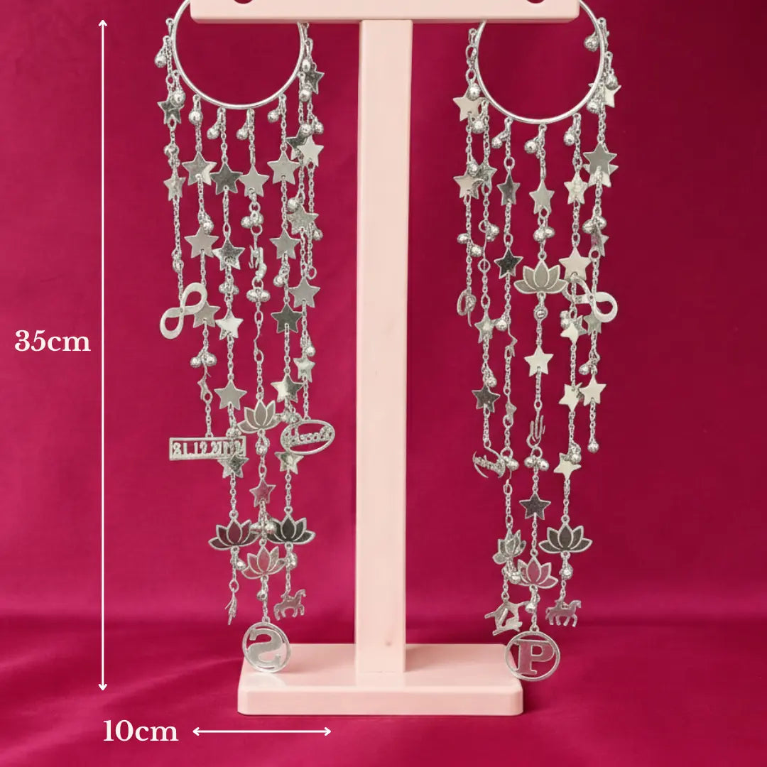 Silver Bollywood Inspired Starry Nights Bridal Kaleera - Customizable With Unique Charms