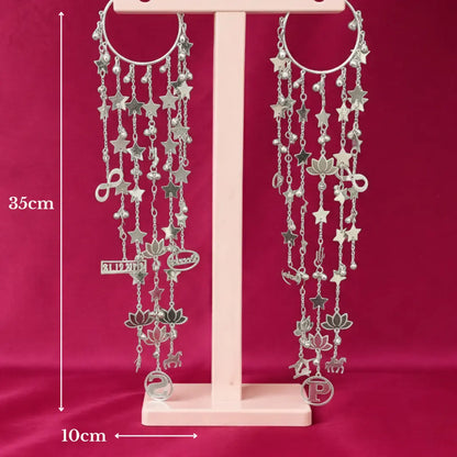 Silver Bollywood Inspired Starry Nights Bridal Kaleera - Customizable With Unique Charms