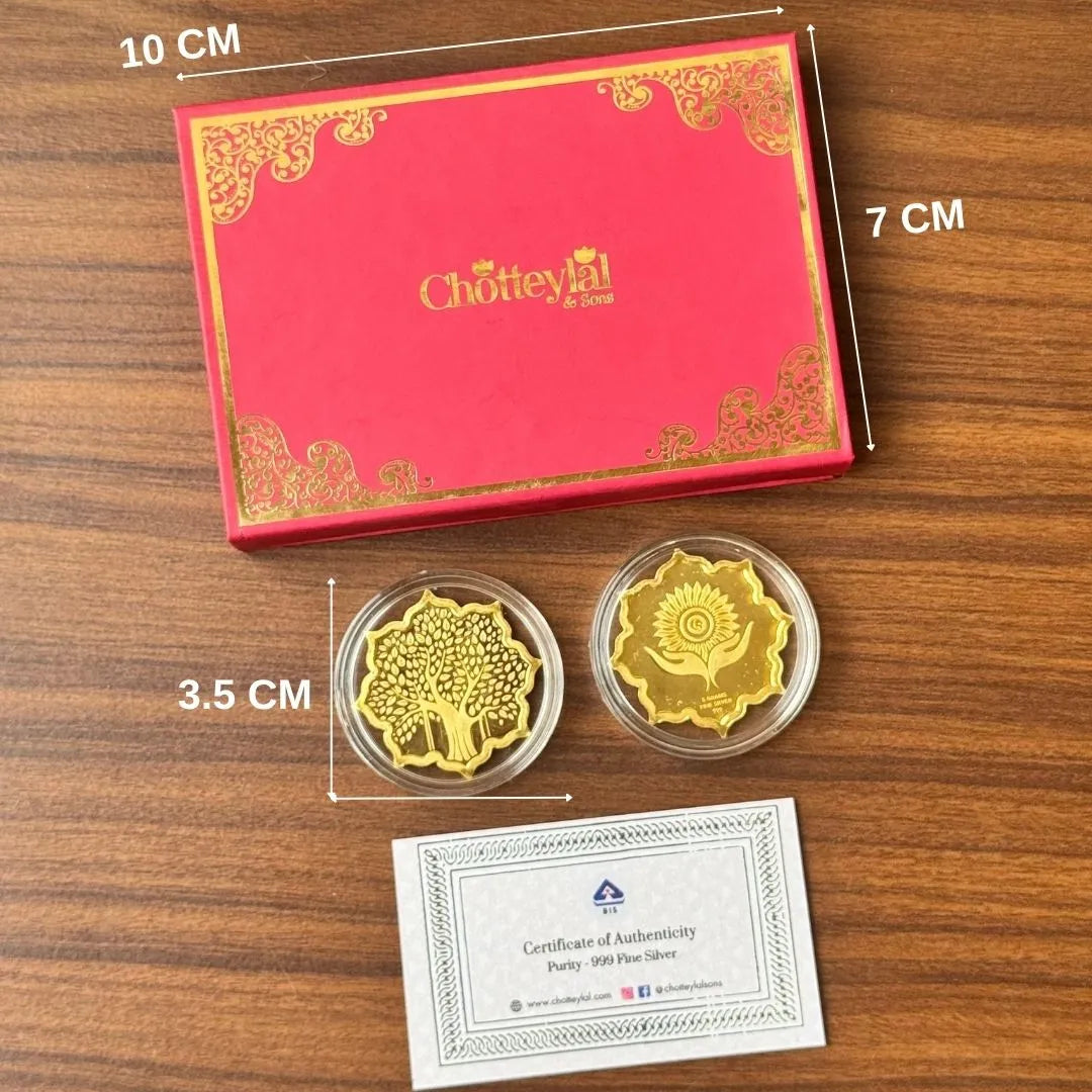 Banyan Tree, Silver, Lotus Shape, 10 gm, 999 Purity Silver Coin - Ready To Ship