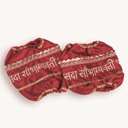 Lace Work Sada Saubhagyavati Satin Maroon Chooda Cover | Chotteylal & Sons